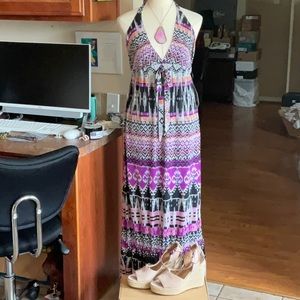 NW COLLECTIONS Purple and Black Multi Colored Maxi Dress Size 4, NWT